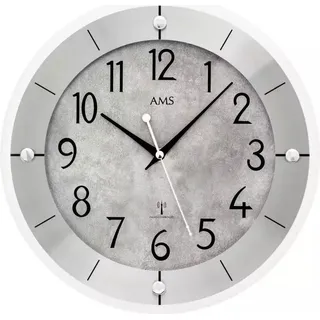 AMS - 5590 - Wanduhr - Quarz Funk - 31cm - Silber, Grau