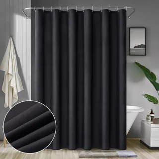 MIULEE Duschvorhang 180x200 cm Schwarz Wasserdicht Anti-schimmel | Shower Curtain Textil Waschbar Schnelltrocknend Badezimmer für Badewanne und Dusche Duschvorhänge mit 12 Duschvorhangringe