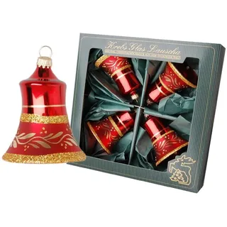 Krebs Glas Lauscha Weihnachtsornamente Glocke, 4er-Set 7cm