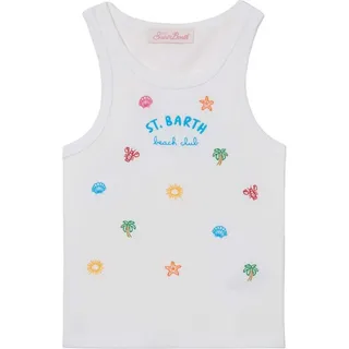 MC2 Saint Barth Blue JR Girl RIB Tank Crop TOP rib sb all over sea 01n emb (00468L) 8 yrs