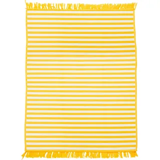 done.® Teppich »OUTSIDE« rechteckig 10 mm Höhe Flachgewebe, gestreift, mit Fransen, In- und Outdoor geeignet, gelb