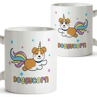 Doggycorn Becher/Tasse (auf Englisch) - Original und lustiges Geschenk für Hunde und Einhorn Liebhaber - Kaffeetasse - Keramik 11 Unzen / 350 ml