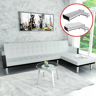 Schlafsofa "Aach" aus Kunstleder in Weiß. Abmessungen (B/H/T) 218x69x155 cm - Weiß