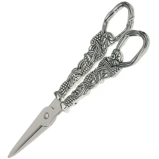 Traubenschere 16 cm mit Traubendekor - versilberte Obstschere, glatt poliert & anlaufgeschützt, edles Servierbesteck für Käseplatte, Dessert, Weinabend & Geschenkidee