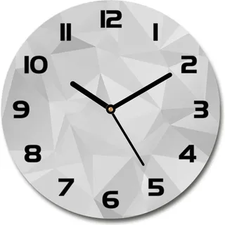 Wanduhr aus Glas 30fi Glasbild Glasuhr Gehärtetes Glas - schwarze-zeiger - Abstraction triangles - Weiß