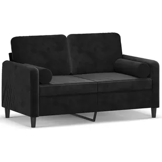 vidaXL 2-Sitzer-Sofa mit Zierkissen Schwarz 120 cm Samt