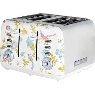 Laura Ashley - Küchengeräte - 4-Scheiben Toaster Elveden Weiß von VQ - Weiß, Rosa, Rot, Olive