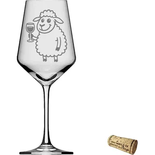 eXODA Weinglas Gravur Puppa Schaf trinkt Wein 350ml absolut spülmaschinenfest elegantes Design für gesellige Abende Geschenk personalisiert - weil es zum Beschenken passt