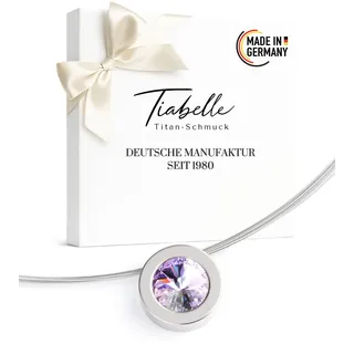 TIABELLE – Collier LARA aus Titan mit funkelndem Swarovski® Kristall – Silberfarbene Kette für Damen – allergenfrei & hautverträglich – Handmade in Germany (L=45cm | 15,9mm ø | Vitrail Light)