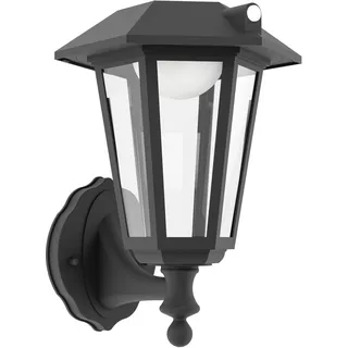 EGLO Solar Wandleuchte außen Prietta, 800 Lumen, Outdoor Solarlampe mit Bewegungsmelder, LED Außenlampe Vintage, Kunststoff in Schwarz mit Glas, warmweiß, IP44