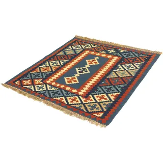 morgenland Wollteppich »Kelim - Oriental quadratisch - 100 x 100 cm - dunkelblau«, quadratisch, 6 mm Höhe, Wohnzimmer, Einzelstück morgenland Dunkelblau B: 100 cm   1 St.