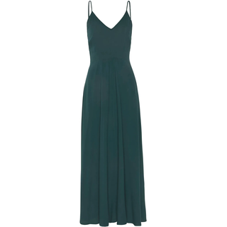 Maxikleid LASCANA "Cut-Out am Rücken aus leichter Webware", Damen, Gr. 44, N-Gr, grün (dunkelgrün), Web, Obermaterial: 100% Viskose, unifarben, figurumspielend bodenlang, V-Ausschnitt, Kleider Maxikleid, Elegantes Sommerkleid, Spaghettikleid, Viskosekleid, festlich, Topseller