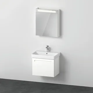 Duravit No.1 Möbelset 650, inklusive Waschtisch, Waschtischunterbau, Spiegelschrank mit Anschlag links, Innenschubkasten, Siphonausschnitt, N10167L18180000, Farbe: Weiß Matt Dekor
