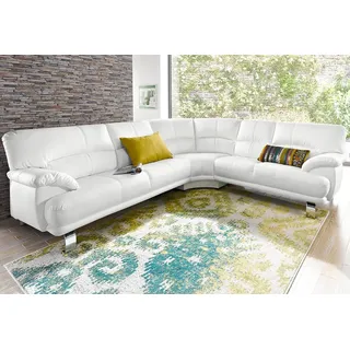 TRENDMANUFAKTUR Ecksofa »Cecilia in italienischem Design, modern und komfortabel, L-Form« bequeme Armlehnen, mit langem Schenkel, weiß