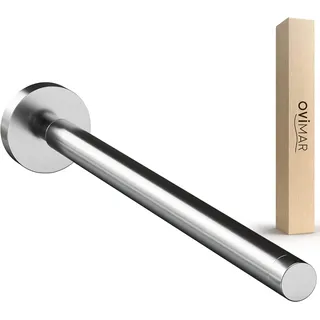 ovimar Handtuchstange Teleskop Lyngvig | Edelstahl | silber | ausziehbar als Handtuchhalter für Handtücher | 30-50cm | Halterung zum Bohren oder Kleben an der Wand im Badezimmer