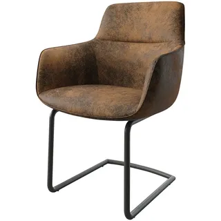 DeLife Schwingstuhl Pejo-Flex Braun Antik Freischwinger rund Schwarz