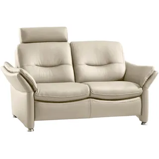 Hukla Couch hochwertiges Glattleder 2-Sitzer Beige