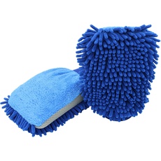 D&W The Motion Corporation DuW Premium 3in1 Autowaschhandschuh | Chenille Microfaser Mesh | blau/grau 22x17 cm | Waschhandschuh für die schonende Handwäsche | Felgenhandschuh Autopflege