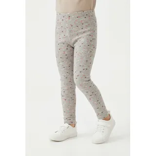 Strickleggings HAPPY GIRLS, Mädchen, Gr. 122, N-Gr, grau (grau melange), Feinstrick, Obermaterial: 60% Polyester, 35% Baumwolle, 5% Elasthan, bedruckt, slim fit normal, Hosen Strickleggings, im süßen Herzchen-Allover