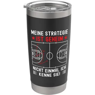 Meine Stratetegie ist Geheim Lustiges Basketball Trainer Doppelwandiger Edelstahl-Thermobecher