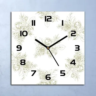 Wanduhr Echt-Glas-Küchenuhr Stil golden weiß Quarz Lautlos 30x30 Deko Bilder - Weiß