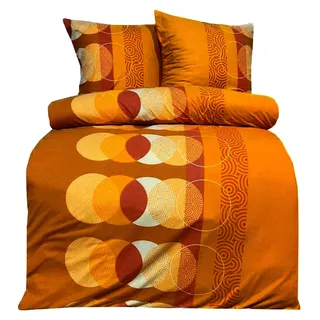 Fleece Bettwäsche 135 x 200 cm 2-teilig mit Reißverschluss in warmen Orangetönen