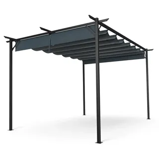 Blumfeldt Pergola 3x4 m, Wetterfestes Polyesterdach & Pulverbeschichteter Stahlrahmen, Ganzjährig Nutzbar, Einfache Montage, Stabiler Schutz Für Garten & Terrasse - Grau