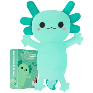 Wärmekissen Mikrowelle Körnerkissen für Mikrowelle Axolotl Anschmiegsames Nackenkissen mit Lavendelduft - ideal als Wärmespender und bei Verspannungen an Nacken Schulter Hals (Grün)