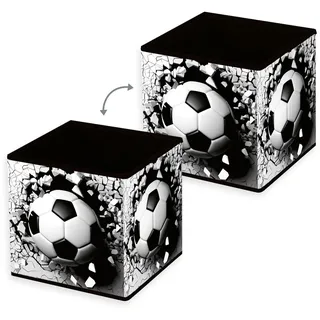 Herding Aufbewahrungsbox Fußball 3D Effekt 30 x 30 x 30 cm 1-tlg. schwarz/weiß