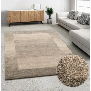 THEKO Wollteppich »Gabbeh Super, Handweb, Teppich, Bordüre, reine Wolle,« rechteckig 9 mm Höhe Schlafzimmer, Wohnzimmer, Esszimmer, auch als Läufer und Bettumrandung, braun