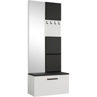 AX LIVING Kleiderschrank mit Spiegel Rosanno III - 80,6 cm Weiß JS100 - Weiß