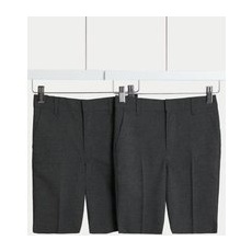 M&S Collection Lot de 2shorts garçons coupe skinny, parfaits pour l'école (du 2 au 14ans) - Grey, Grey - 4-5 Y