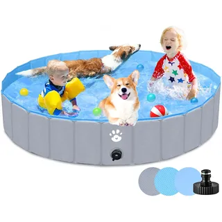 Gindoly Hundepool,Faltbare Hundepools für Kleine, Mittlere&Große,Swimmingpool Planschbecken Hundebadewanne Faltbarer für Hunde und Katzen,Abriebfest&Rutschfest-140 * 30cm
