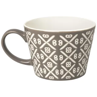 Excelsa Etnika Tasse Jumbo 415 ml, Porzellan, Grau, 11 x 11 x 8 cm