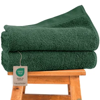 Hausfelder Duschtuch 70x140 – Premium Badetuch 500g/m2 - 100% Baumwolle Duschhandtuch Handtücher Set, Ökotex Zertifiziert (70 x 140 cm Dunkelgrün)
