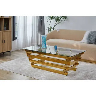 SalesFever Couchtisch, mit Design-Gestell aus Stainless Steel goldfarben