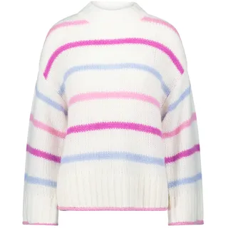 Rundhalspullover ZERO "Grobstrickpullover mit Streifen", Damen, Gr. XL, pink (creampink), Obermaterial: 45% Polyamid PA. 38% Polyacryl PAN. 11% Wolle WO. 6% Alpaka WP., Pullover Rundhalspullover