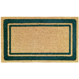 Banzaii Fußmatte für den Eingangsbereich aus Kokosfaser, 40 x 70 cm, mit Rückseite aus PVC, rutschfest, wasserfest - Border Grün