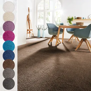 Andiamo Teppichboden »Sophie, Frisee-Velours, Made in Netherlands« rechteckig 12 mm Höhe Uni Farben, Breite 400 cm oder 500 cm, strapazierfähig & pflegeleicht, braun