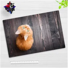 Bild von Schreibtischunterlage für Kinder und Erwachsene Orange Katze, aus hochwertigem Vinyl , 60 x 40 cm