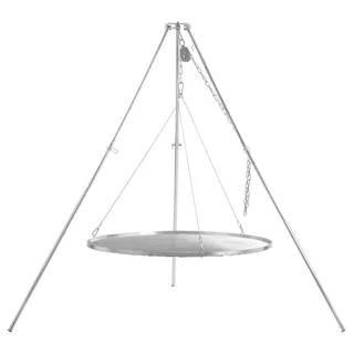 BBQ-Toro Dreibein Schwenkgrill mit Ø 100 cm Grillrost, Edelstahl, Höhenverstellbar 119-184 cm - Silber