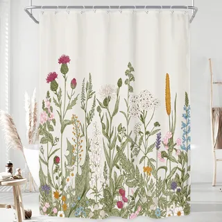 Riyidecor Duschvorhang 137 x 200 cm Wildblumen-Motiv