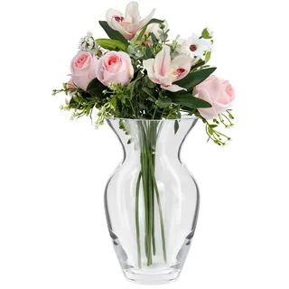 Belle Vous Kleine Vase aus Klarem Kristallglas - 18 cm Hohe Vase - Glasvase Zylinder Blumenvase Modern & Dekorativ - Für Zuhause, Hochzeit, Geschenk, Tisch- & Bürodekoration