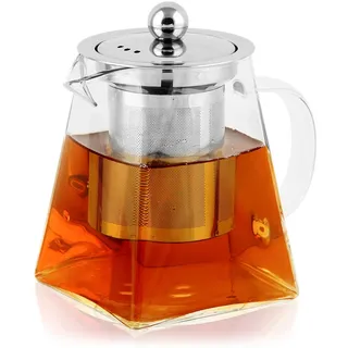 BONNACC Teekanne Glas mit Siebeinsatz, 900ML Kleine Teekanne mit Sieb, Borosilikatglas Glaskanne mit Siebeinsatz für Tee, Hitzebeständig Teebereiter für Losen Tee