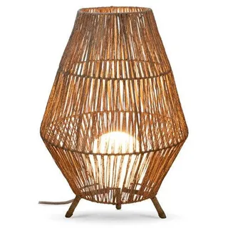 Tischleuchte Rattan Dreibein Boho E27 H: 72 cm Beistell Nachtlampe
