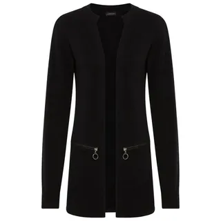 LAURA SCOTT Strickjacke kuscheliger Übergangsstrick in lässiger Langform mit Zipperdetails, schwarz