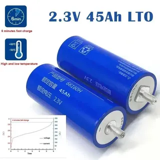 Lithium-Titanat LTO Akku - 66160 Zelle - 2,3V 45Ah Hochstrom - Wiederaufladbar für 12V/24V/48V Batteriepack Solar Boot Auto - 1 Stück