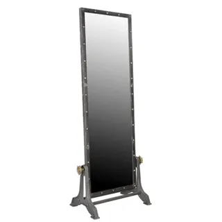 Casa Padrino Vintage Industrial Standspiegel Aluminium schwenkbar 194 cm - Möbel Metall Spiegel - Gold