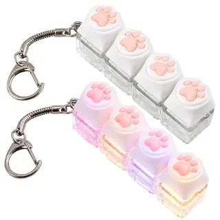 PWCTNT 2 Stück Weiß-Rosa Tastatur Fidget mit Katzenpfote, Mini Antistress für Stressabbau, Tastatur-Fidget für Erwachsene mit ASMR-Effekt, Fidget Toy für Arbeit Pause und Reise, Weiß-Rosa Design
