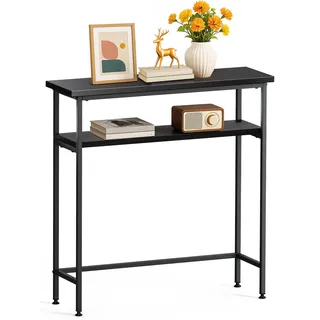 VOUNOT Konsolentisch Schmal 80x24x80 cm Schwarz